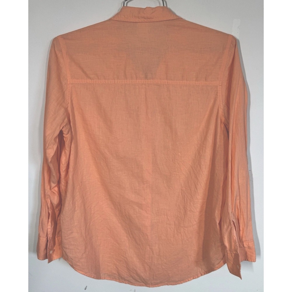 Gap Easy Shirt Orange Linen Blend Long Sleeve Button Up Shirt Women's M Coastal - Picture 2 of 9